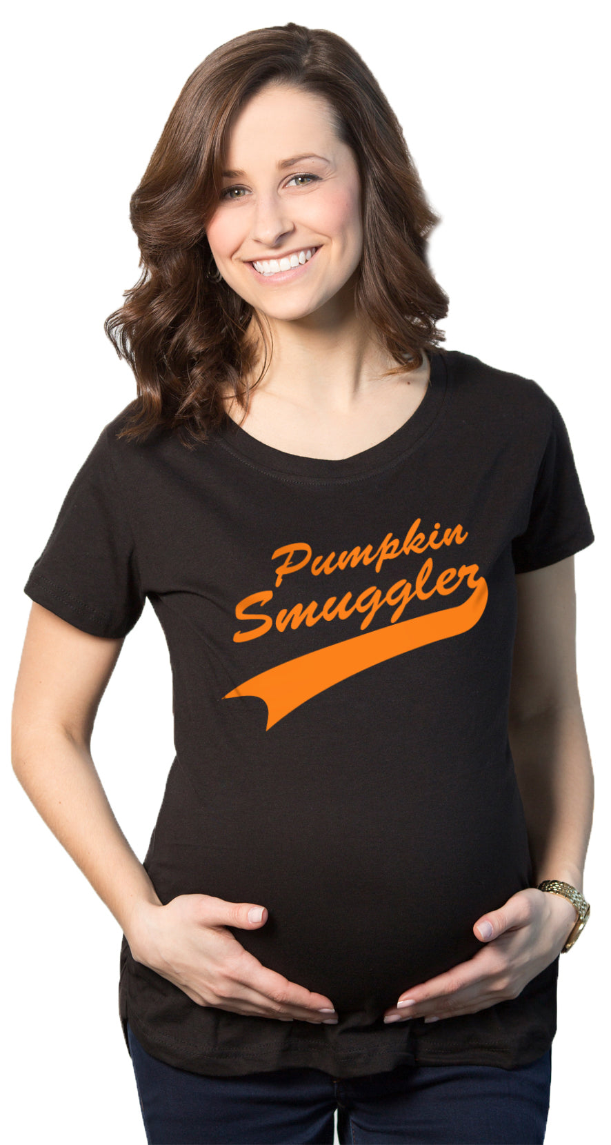 Funny Pumpkin Smuggler Maternity T Shirt Nerdy Halloween Tee