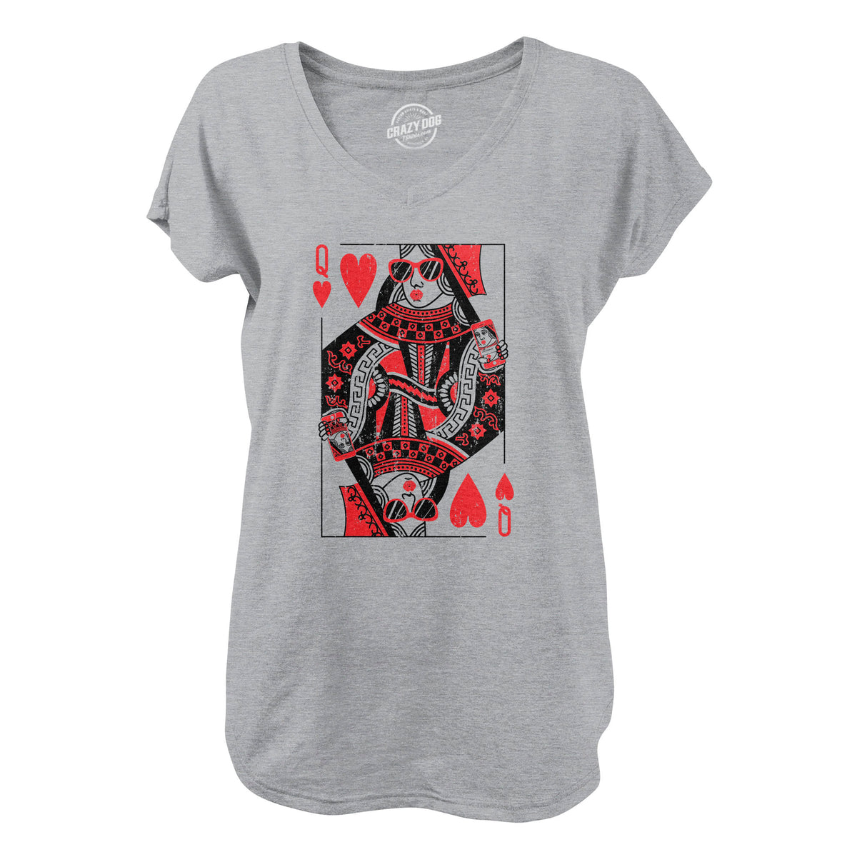 Funny Light Heather Grey Queen Of Hearts Nerdy Mother&#39;s Day Sarcastic Tee
