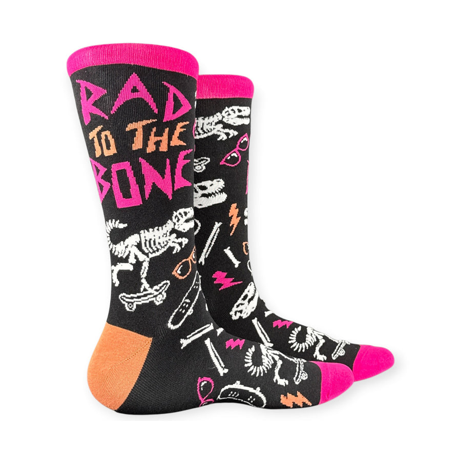Funny Rad To The Bone Rad To The Bone Sock Nerdy dinosaur retro Tee