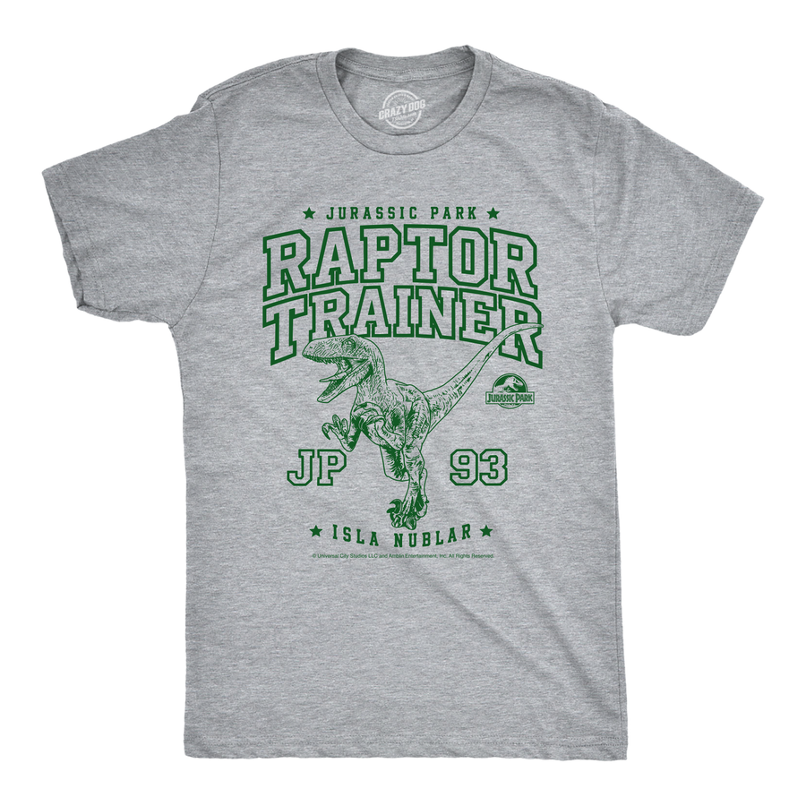 Funny Light Heather Grey - Raptor Trainer Jurassic Park Raptor Trainer Mens T Shirt Nerdy TV & Movies Dinosaur Tee
