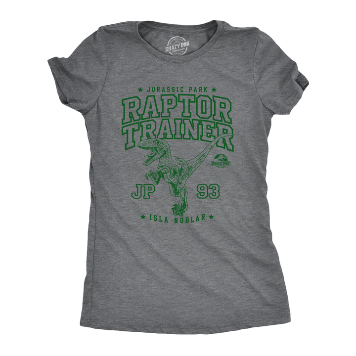 Funny Dark Heather Grey - Raptor Trainer Jurassic Park Raptor Trainer Womens T Shirt Nerdy TV & Movies Dinosaur Tee