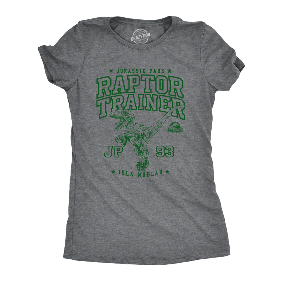 Funny Dark Heather Grey - Raptor Trainer Jurassic Park Raptor Trainer Womens T Shirt Nerdy TV & Movies Dinosaur Tee