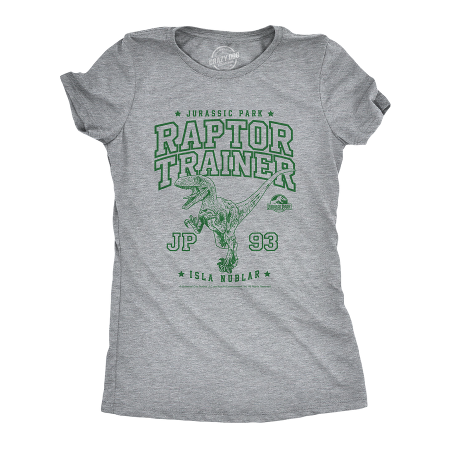 Funny Light Heather Grey - Raptor Trainer Jurassic Park Raptor Trainer Womens T Shirt Nerdy TV & Movies Dinosaur Tee