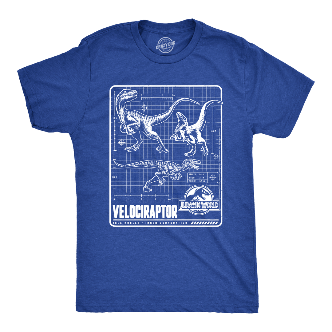 Funny Heather Royal - Raptor Blueprint Jurassic World Velociraptor Blueprint Mens T Shirt Nerdy TV & Movies Dinosaur Tee