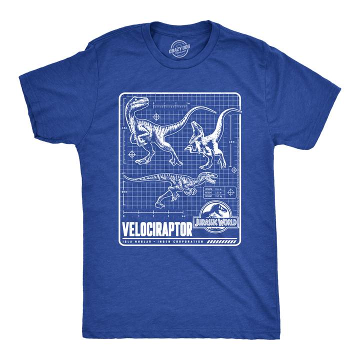 Funny Heather Royal - Raptor Blueprint Jurassic World Velociraptor Blueprint Mens T Shirt Nerdy TV & Movies Dinosaur Tee