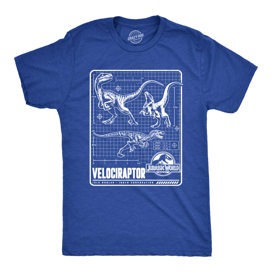 Funny Heather Royal - Raptor Blueprint Jurassic World Velociraptor Blueprint Mens T Shirt Nerdy TV & Movies Dinosaur Tee