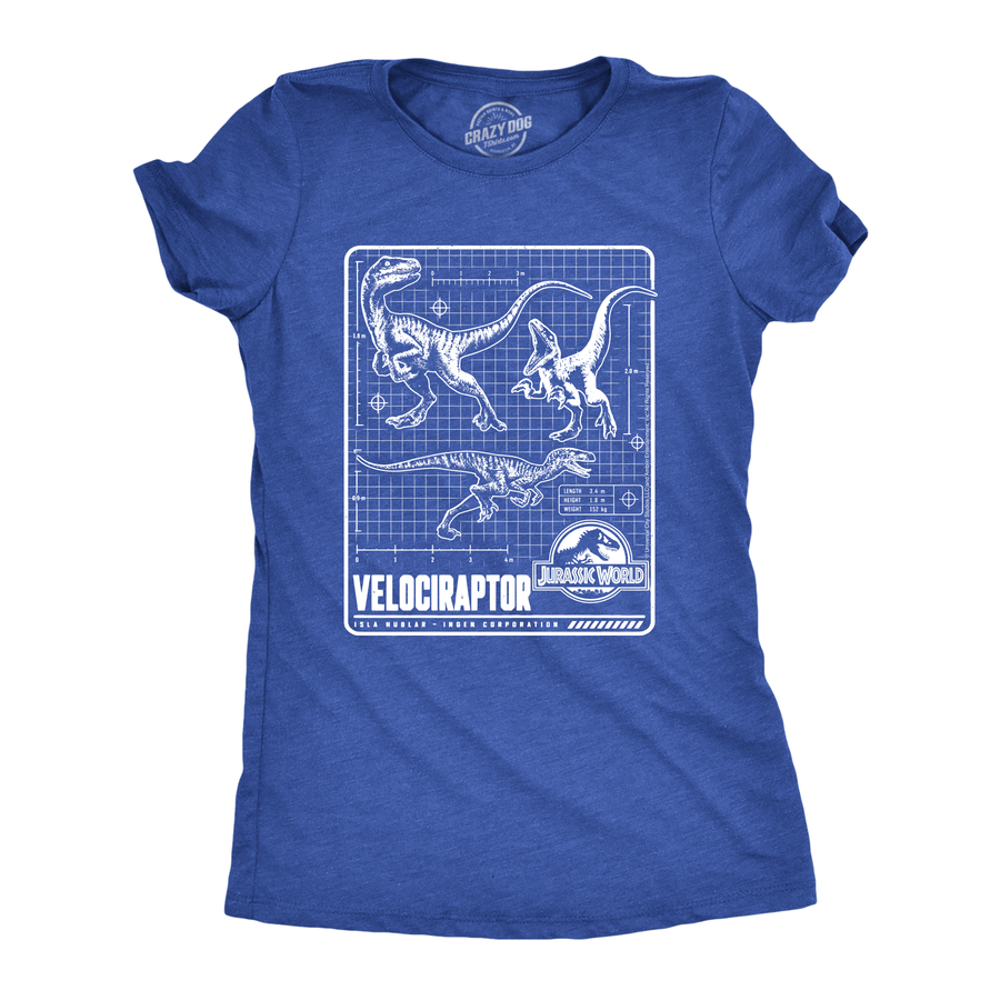 Funny Heather Royal - Raptor Blueprint Jurassic World Velociraptor Blueprint Womens T Shirt Nerdy TV & Movies Dinosaur Tee