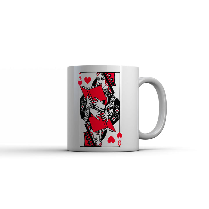 Funny White Reading Queen Of Hearts Coffee Mug Nerdy nerdy Tee