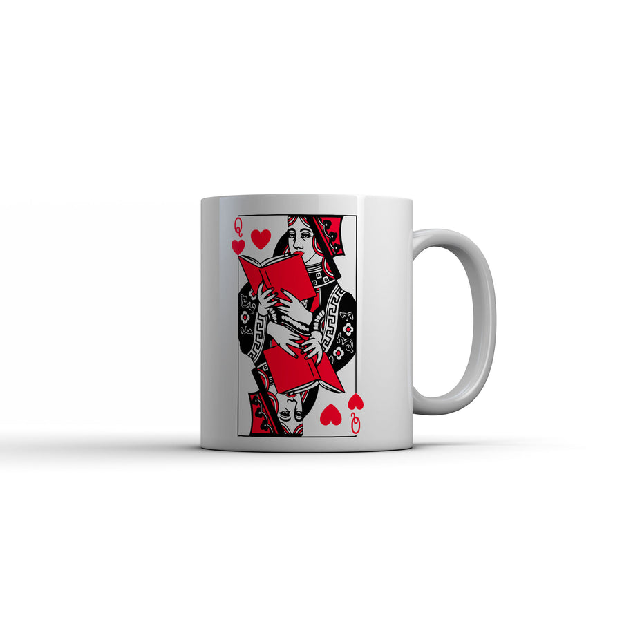 Funny White Reading Queen Of Hearts Coffee Mug Nerdy nerdy Tee