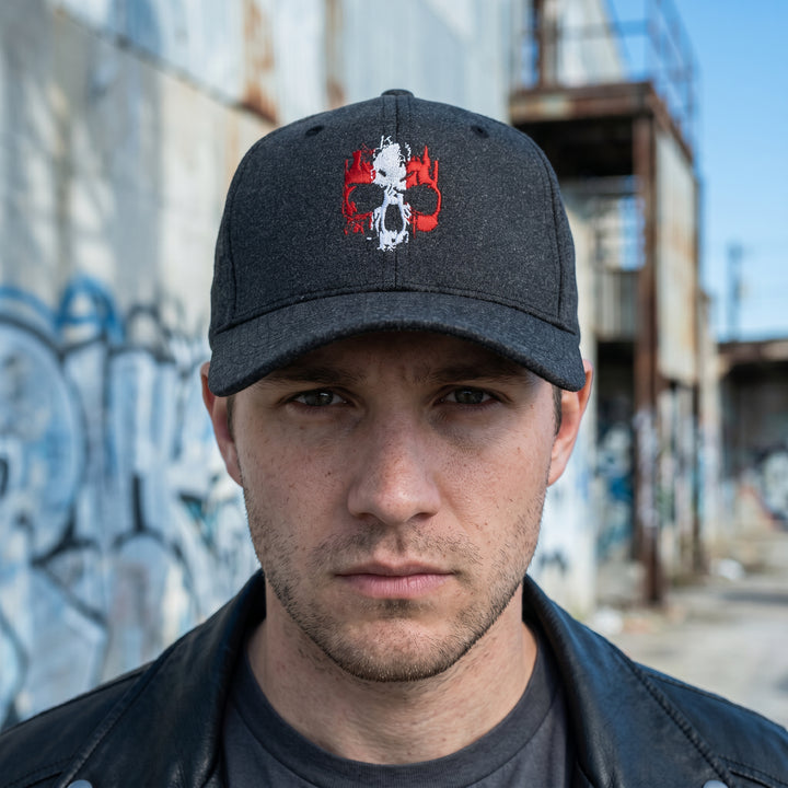 Grunge Striped Skull Hat