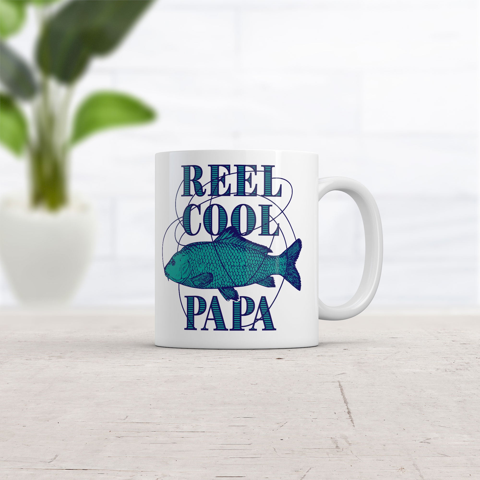 Funny White Reel Cool Papa Coffee Mug Nerdy Father's Day Fishing sarcastic Tee