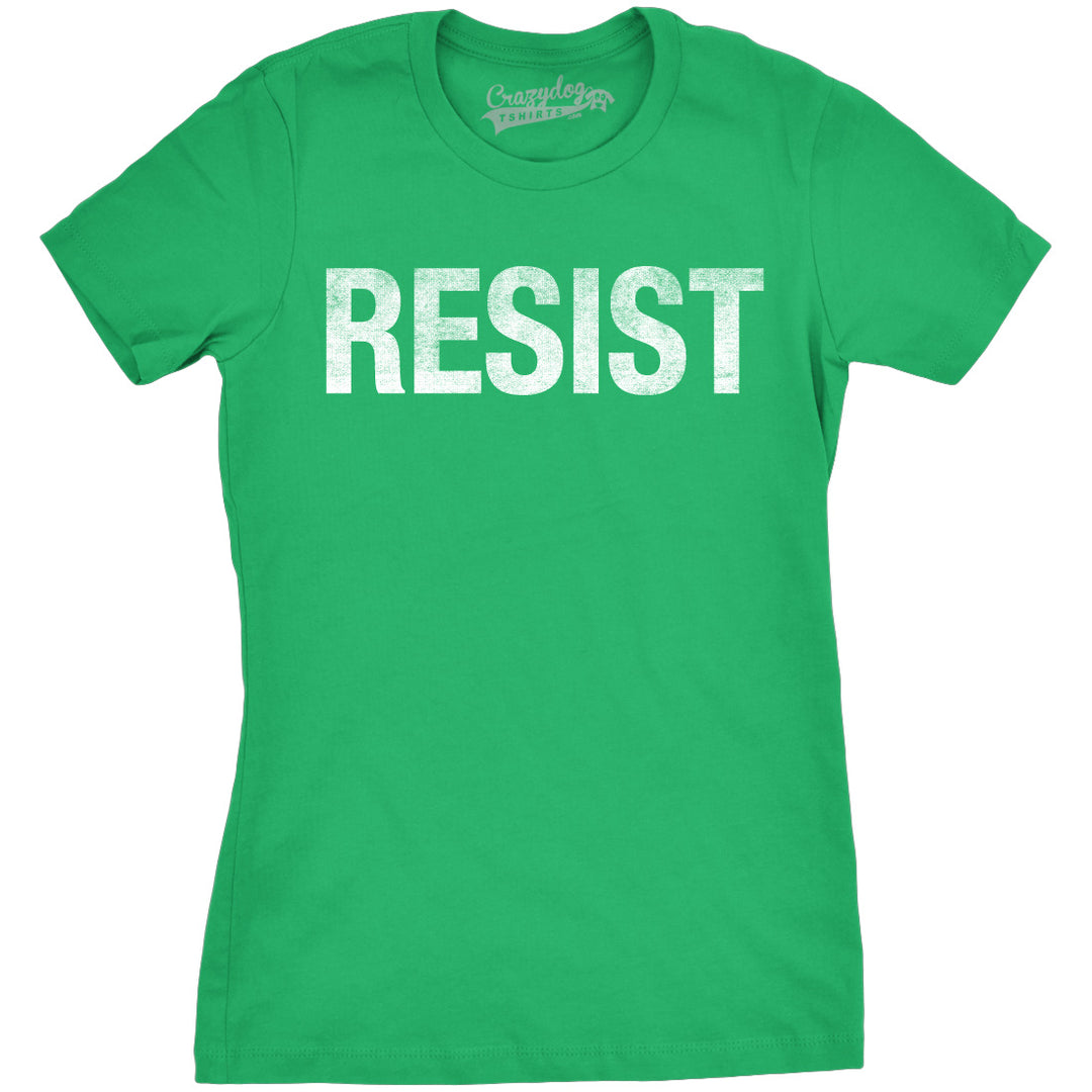 Funny Heather Green - Resist RESIST Womens T Shirt Nerdy Political Tee
