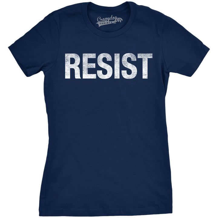Funny Heather Navy - Resist RESIST Womens T Shirt Nerdy Political Tee