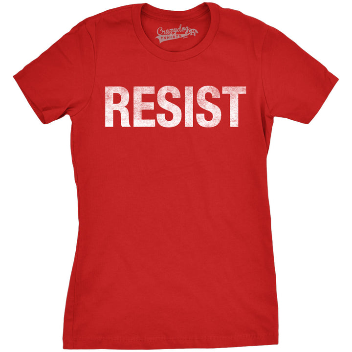 Funny Heather Red - Resist RESIST Womens T Shirt Nerdy Political Tee