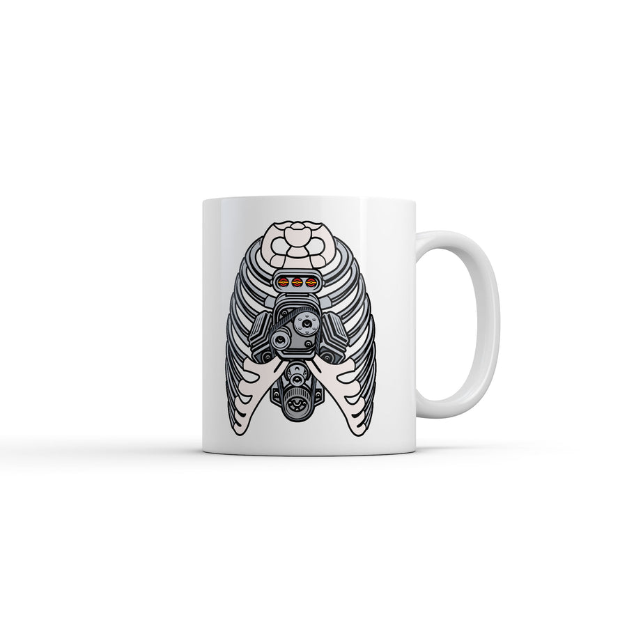Funny White Ribcage Engine Coffee Mug Nerdy Mechanic sarcastic Tee