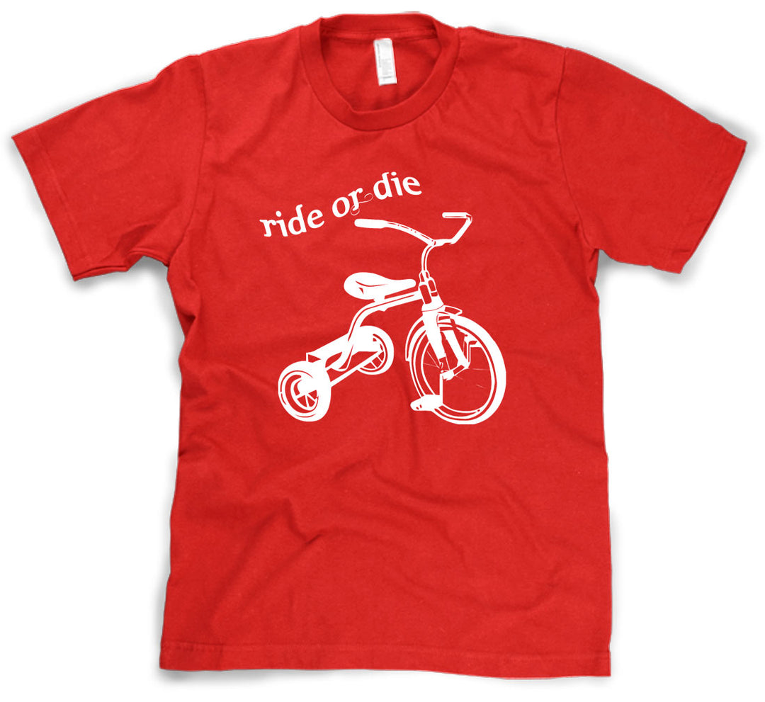 Funny Heather Red Ride Or Die Tricycle Mens T Shirt Nerdy Retro Tee