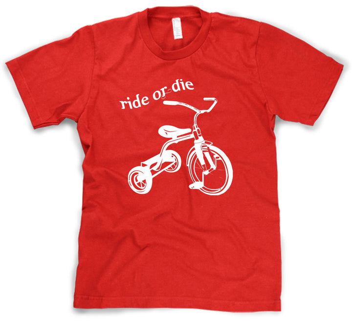 Funny Heather Red Ride Or Die Tricycle Mens T Shirt Nerdy Retro Tee