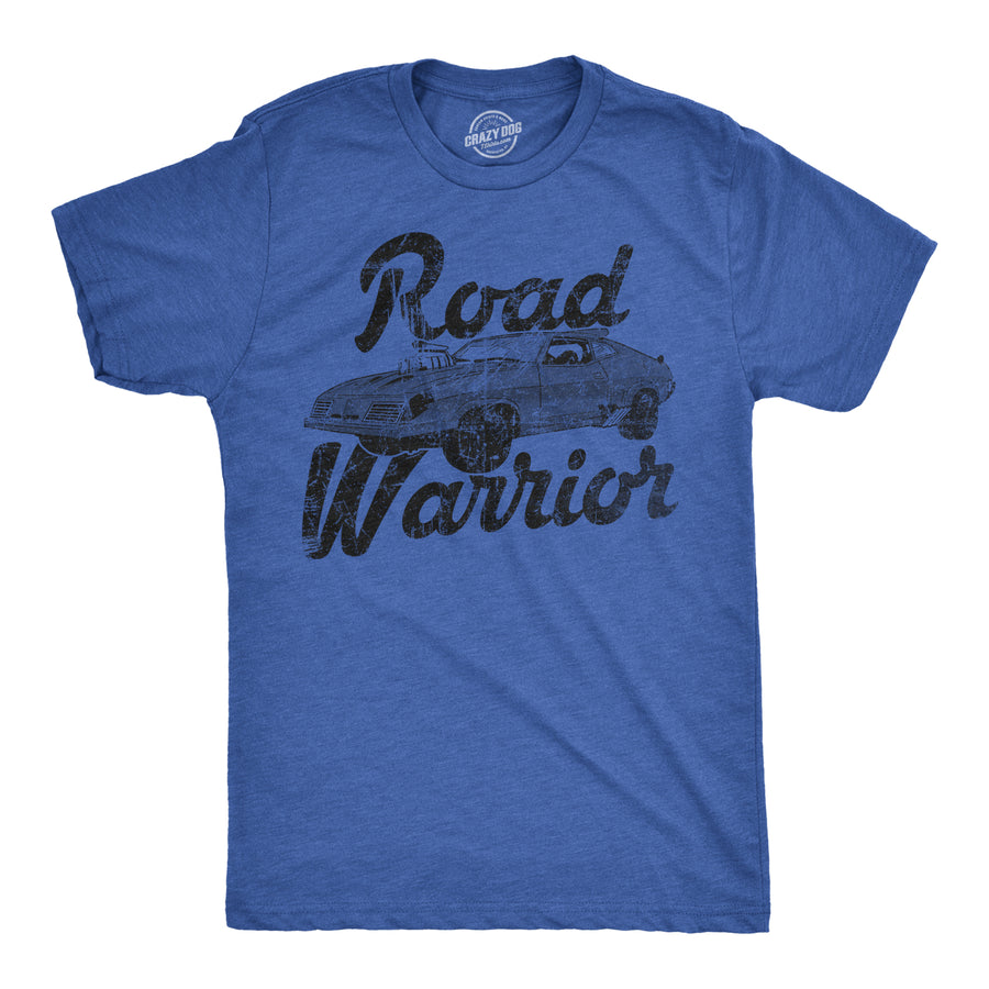 Funny Light Heather Blue Road Warrior Mens T Shirt Nerdy TV & Movies Retro Tee