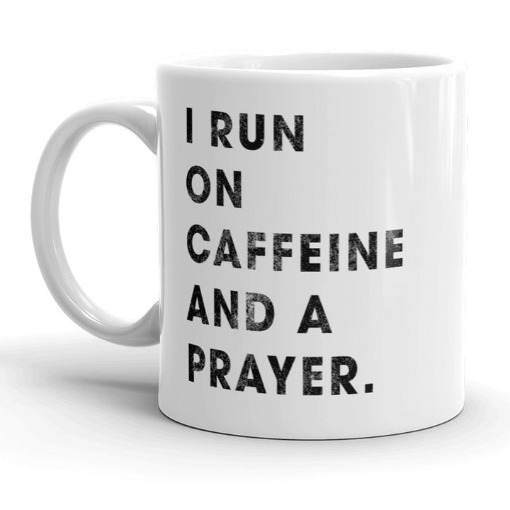 Funny White Caffiene And Prayer Coffee Mug Nerdy religion Tee