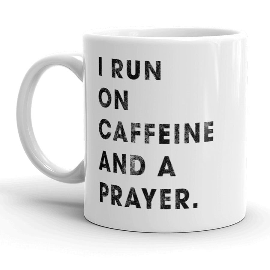 Funny White Caffiene And Prayer Coffee Mug Nerdy religion Tee