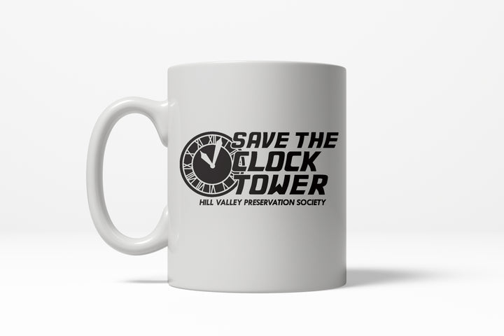 Funny White Save The Clocktower Coffee Mug Nerdy TV & Movies Tee