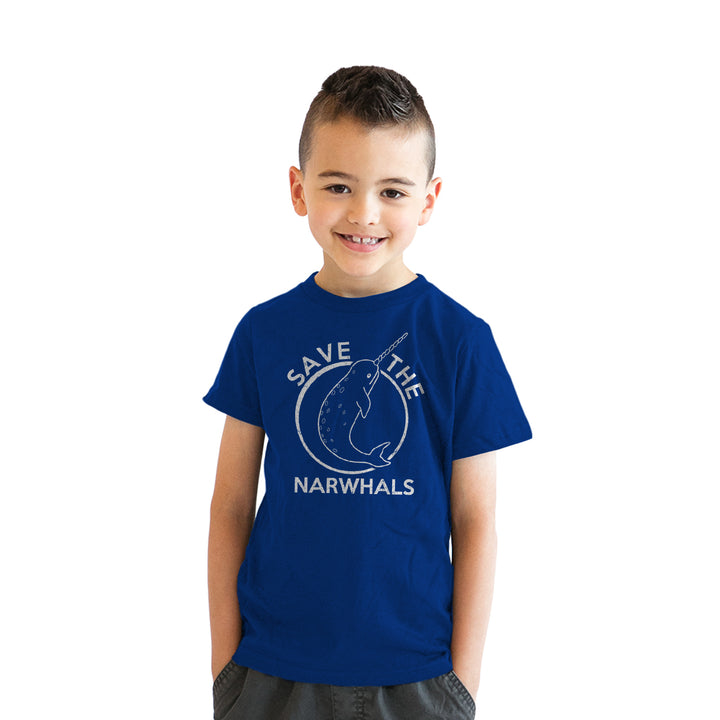 Funny Royal Save The Narwhals Youth T Shirt Nerdy Animal Unicorn earth Tee