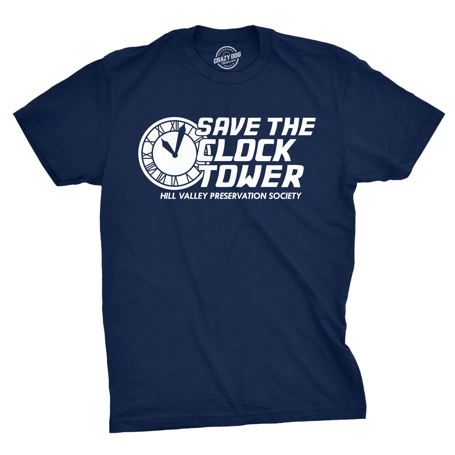 Funny Blue Save The Clock Tower Mens T Shirt Nerdy TV & Movies Tee