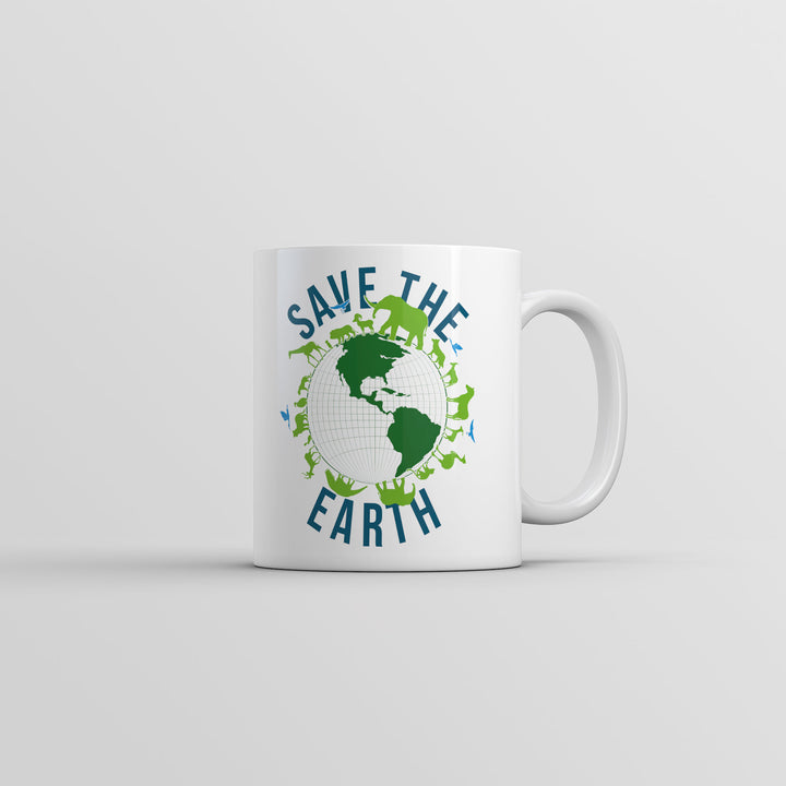 Funny White Save The Earth Coffee Mug Nerdy Earth Tee