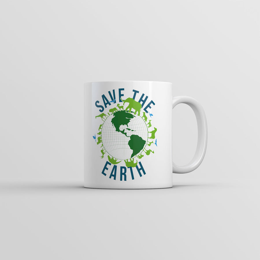 Funny White Save The Earth Coffee Mug Nerdy Earth Tee