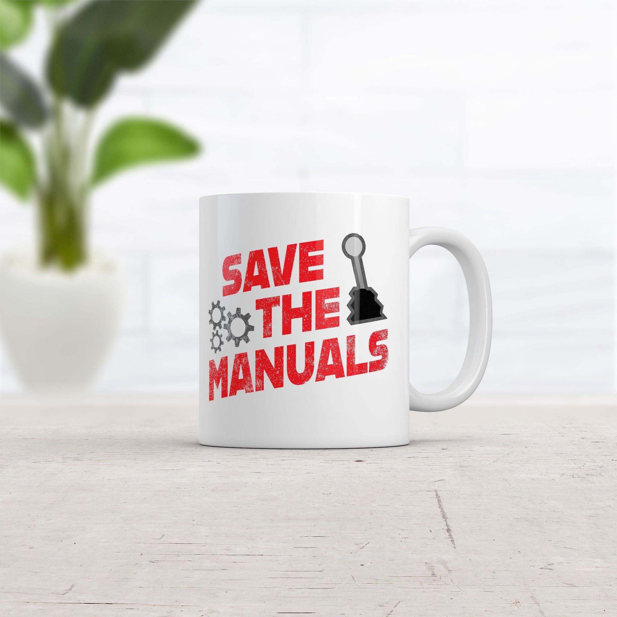 Funny White Save The Manuals Coffee Mug Nerdy Mechanic sarcastic Tee