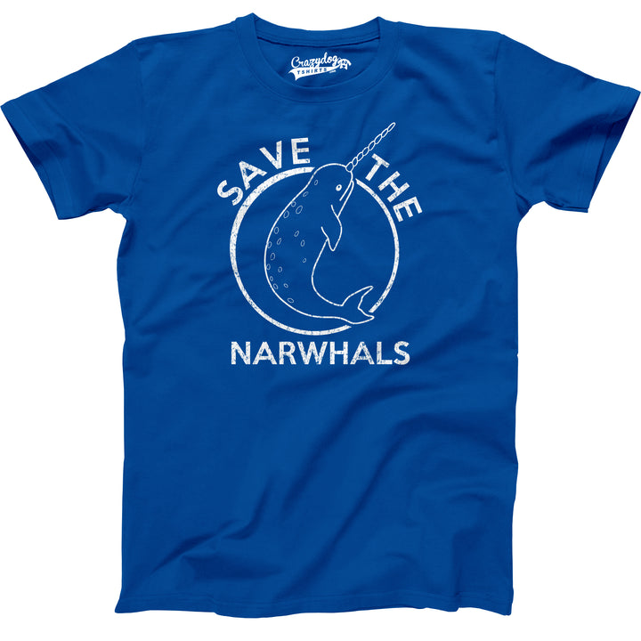 Funny Heather Royal - Narwhals Save The Narwhals Mens T Shirt Nerdy Earth Unicorn Animal Tee