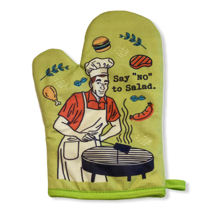 Funny Green Say No To Salad Oven Mitt Nerdy Food Tee