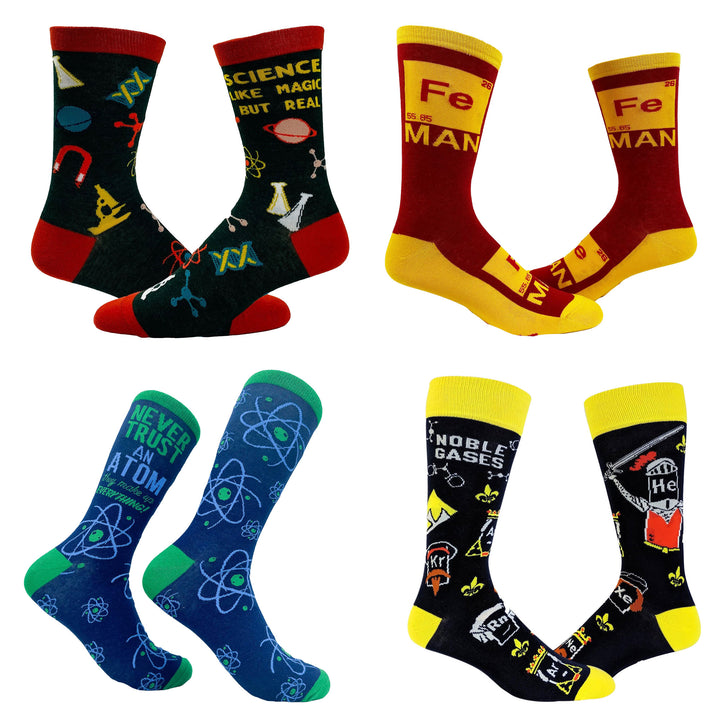 Funny Science 4 Pack Mens Science Sock 4 Pack Sock Nerdy science nerdy sarcastic Tee