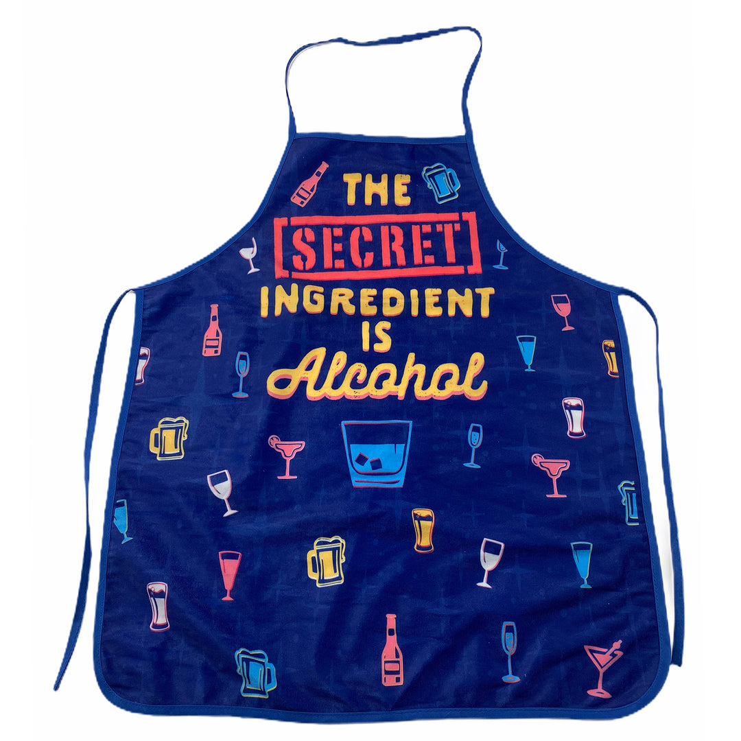 Funny Blue The Secret Ingredient Is Alcohol Apron Nerdy Drinking Tee