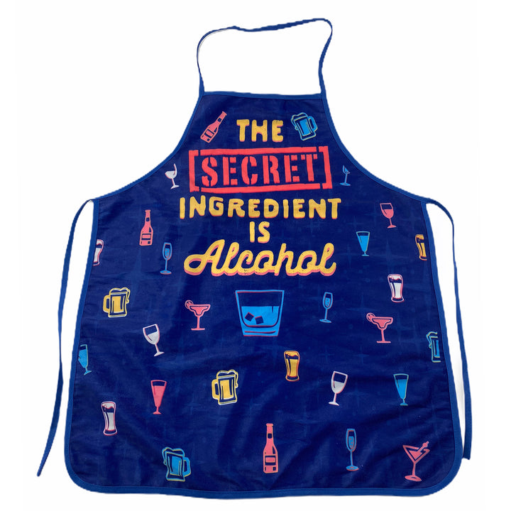 Funny Blue The Secret Ingredient Is Alcohol Apron Nerdy Drinking Tee