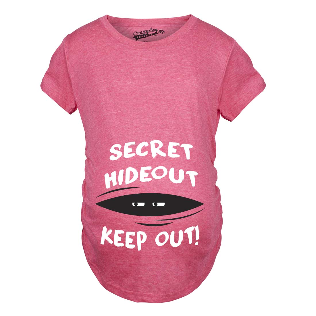 Funny Pink Secret Hideout Maternity T Shirt Nerdy Peeking Tee