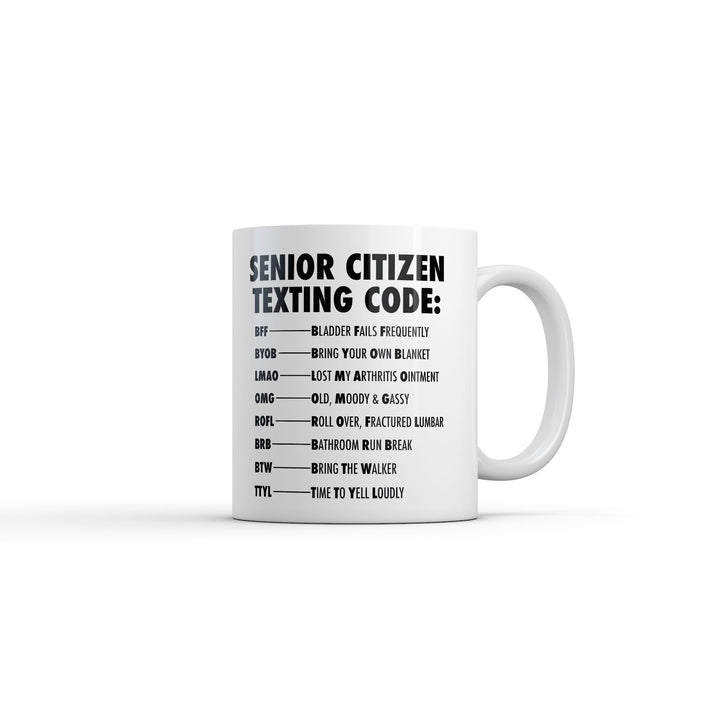 Funny White Senior Citizen Texting Code Coffee Mug Nerdy internet Tee