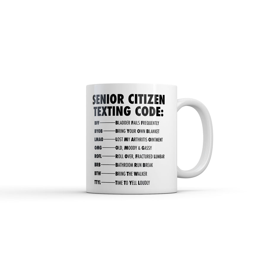 Funny White Senior Citizen Texting Code Coffee Mug Nerdy internet Tee