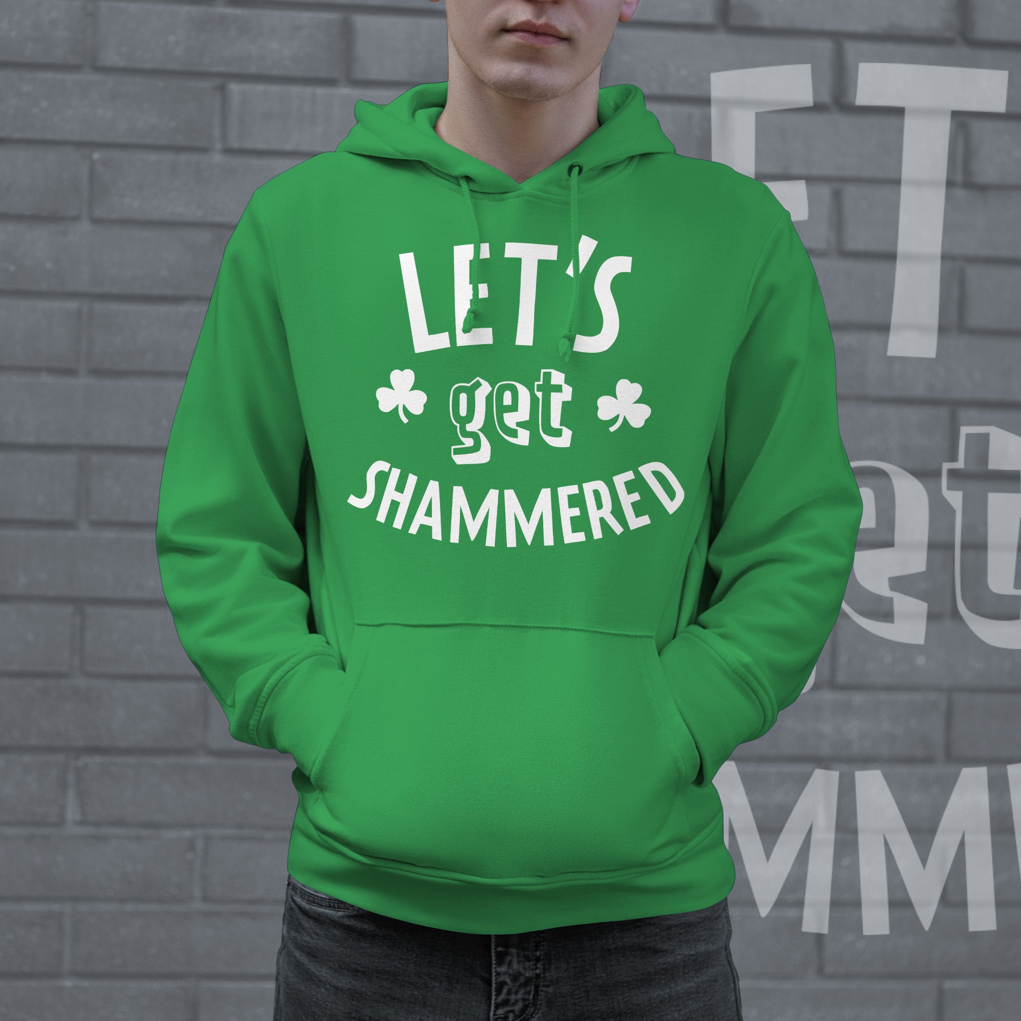 Funny Green Lets Get Shammered Hoodie Nerdy Saint Patrick's Day Drinking Tee