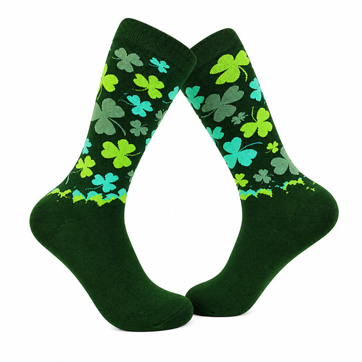 Funny Green Womens Shamrock Sock Nerdy Saint Patrick's Day Tee