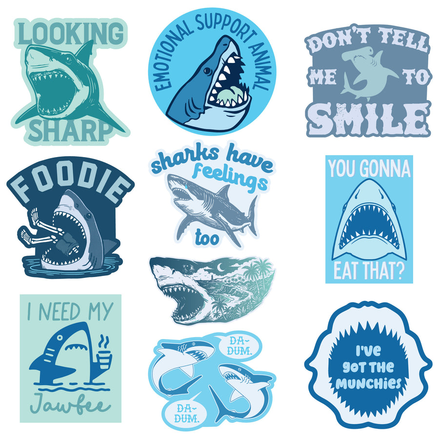 Funny Multi - Sharks V2 Sharks V2 Stickers Nerdy shark week animal Tee