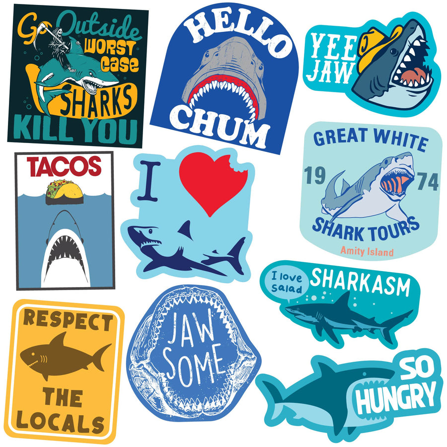 Funny Multi Shark Stickers Nerdy shark week animal sarcastic Tee
