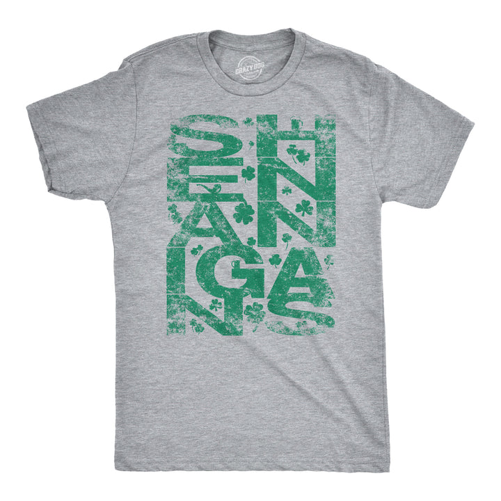 Funny Light Heather Grey Shenanigans Covered In Clovers Mens T Shirt Nerdy Saint Patrick's Day Retro Tee