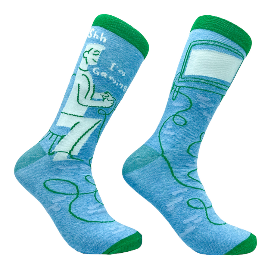 Funny Shh Gaming Men's Shh Im Gaming Sock Nerdy Video Games Tee