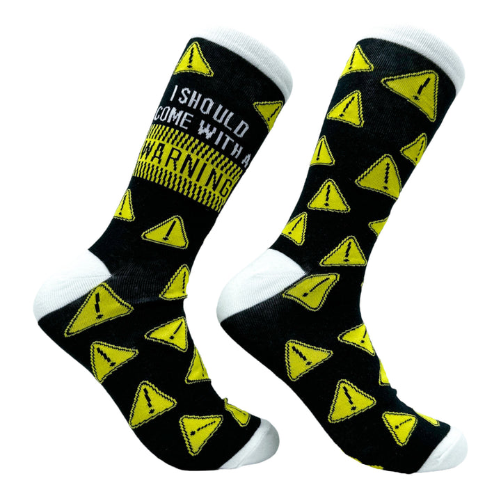 Funny Multi - WARNING Women's I Should Come With A Warning Sock Nerdy Sarcastic Tee