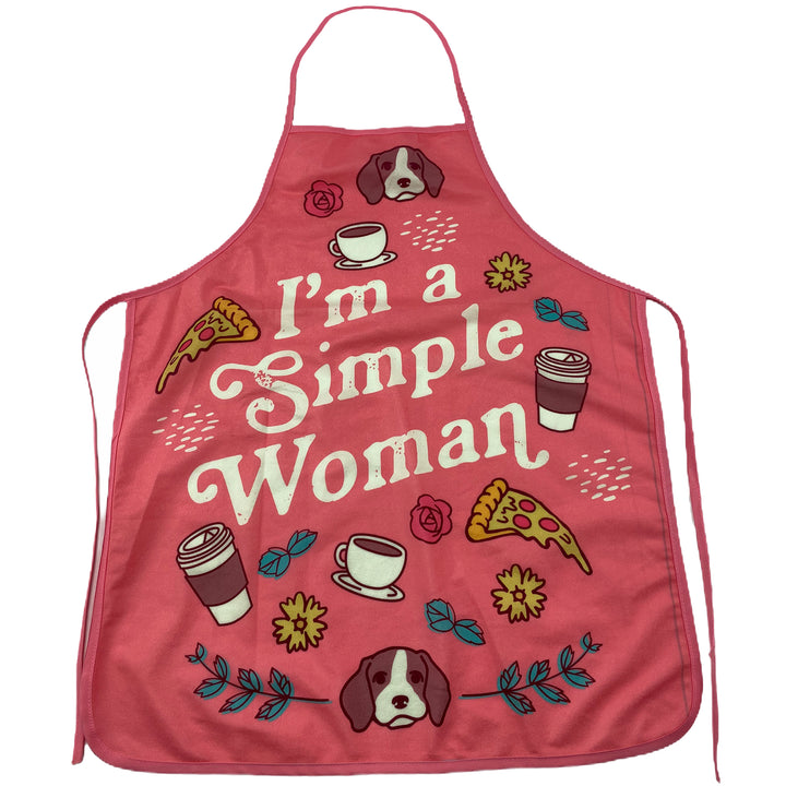 Funny Pink I'm A Simple Woman Apron Nerdy Food Coffee Tee