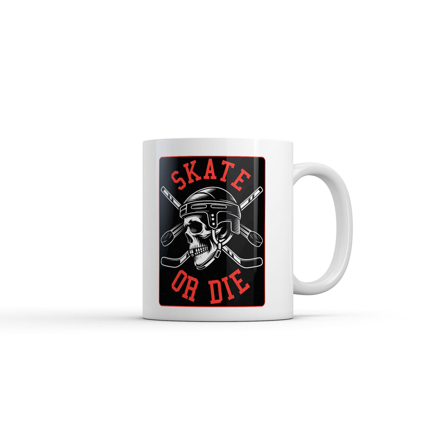 Funny White Sjkate Or Die Coffee Mug Nerdy Hockey Tee