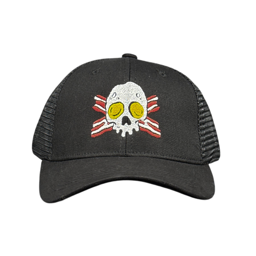 Funny Trucker Black - Bacon Eggs Skull Bacon and Eggs Skull Nerdy Food Tee