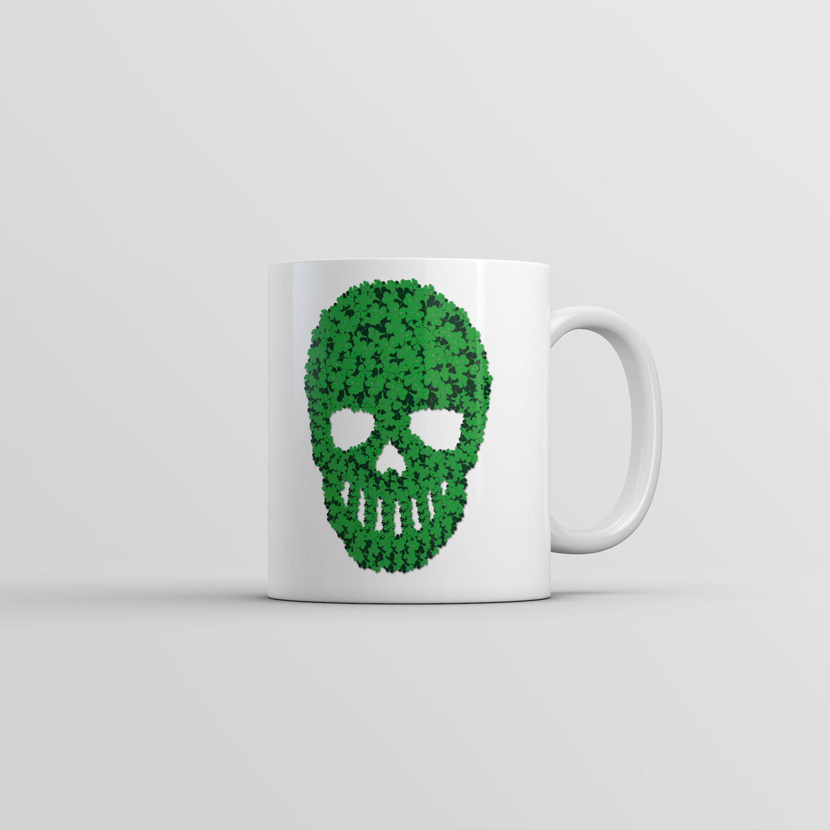 Funny White Skull Of Clovers Coffee Mug Nerdy Saint Patrick&#39;s Day sarcastic Tee