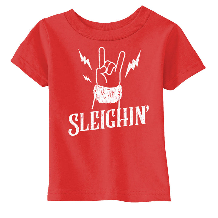 Funny Heather Red - Sleighin Sleighin Toddler T Shirt Nerdy Christmas Tee